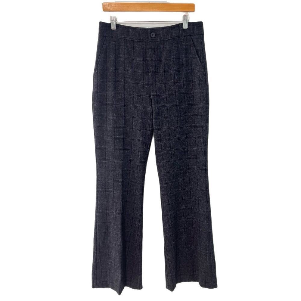 Cabi Pants Womens 8 Black Gray Bond Herringbone Plaid Wide Leg High Waist Career